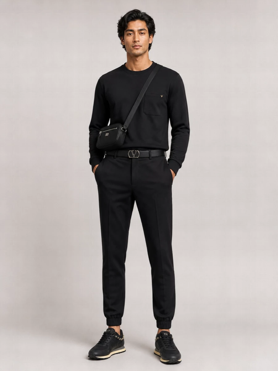 Valentino Cotton Pleated Track Pants