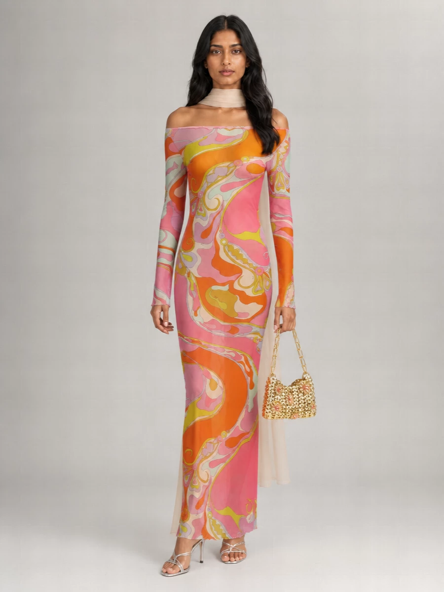 pucci off shoulder dress Emilio Pucci Off-shoulder Dress In Super-stretch Cady