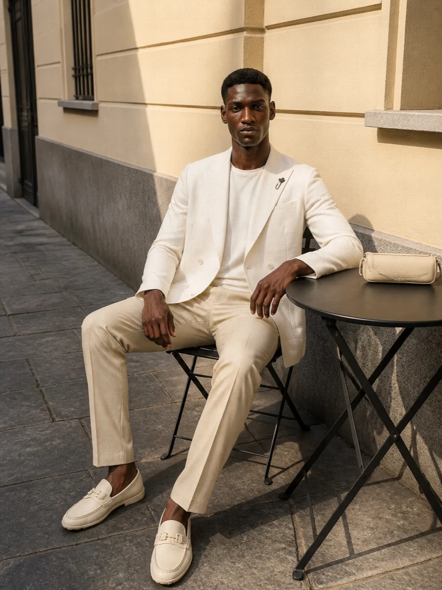 Lardini neutral summer blazer outfit men
