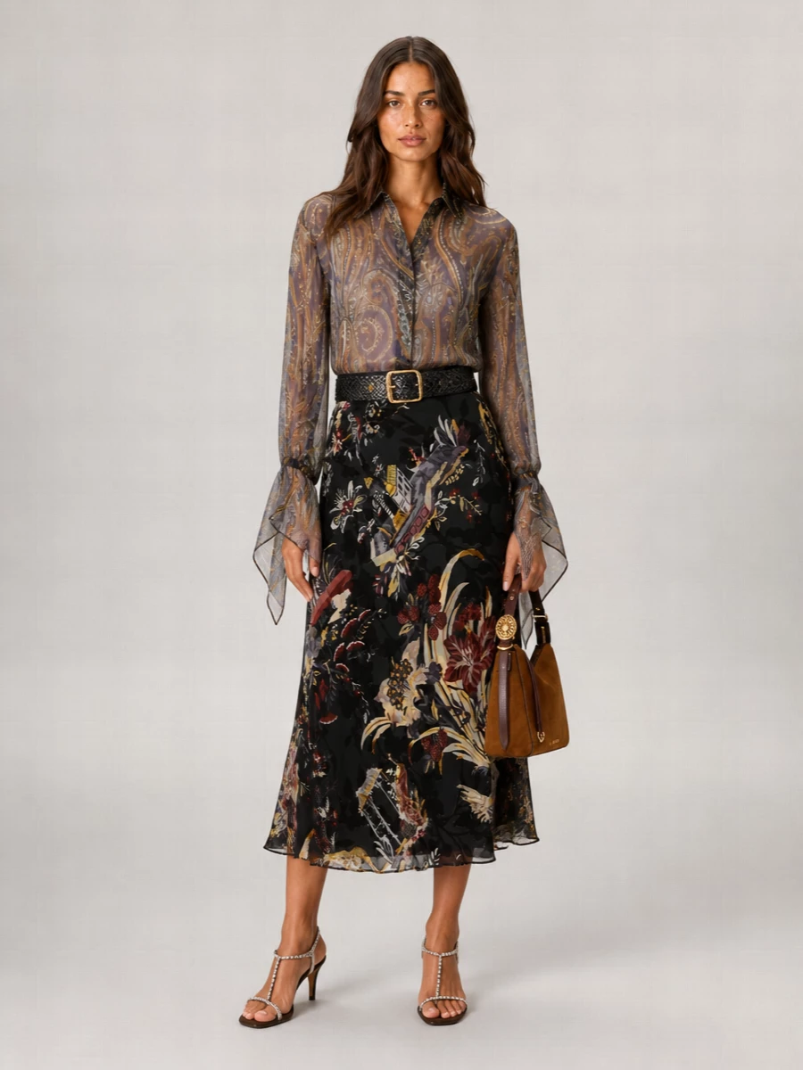 Etro silk paisley-print long-sleeve blouse