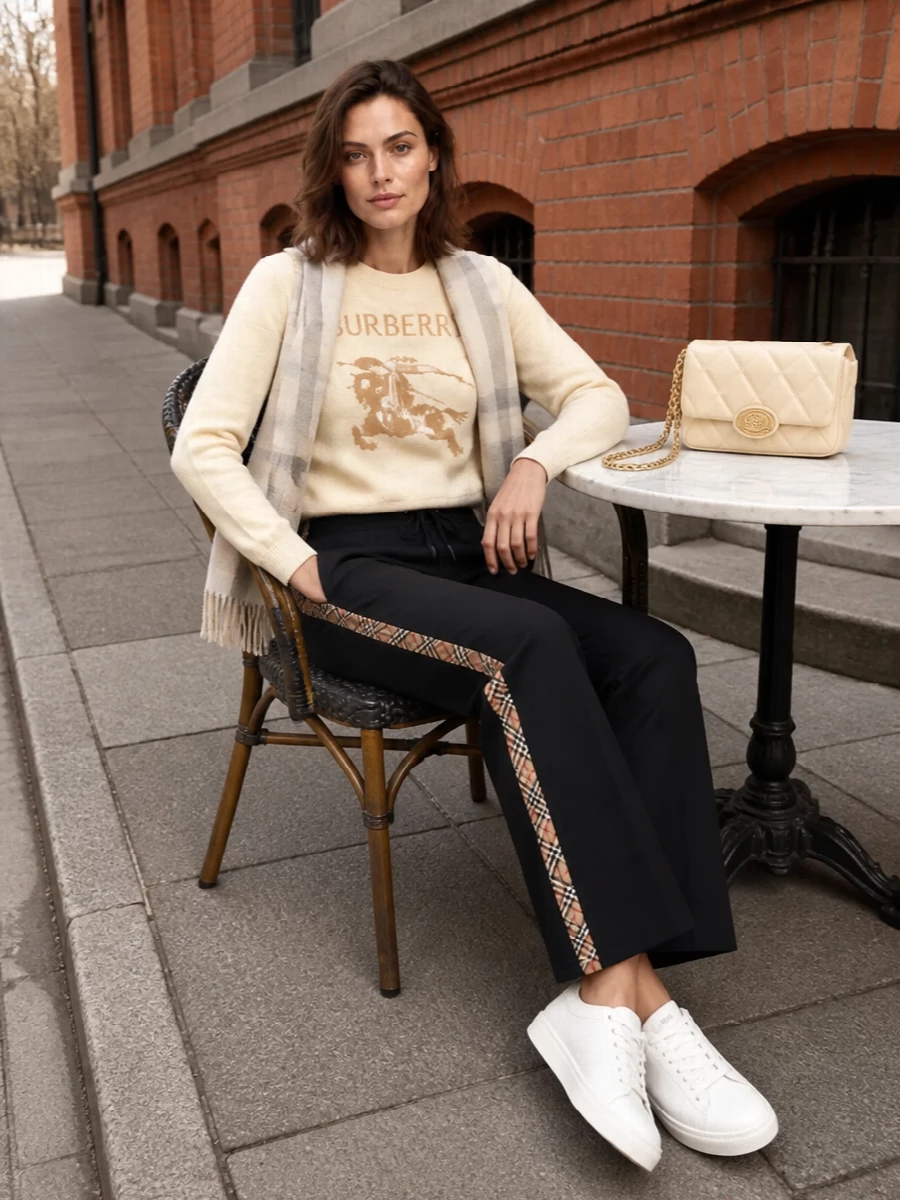Burberry buttercream sweatshirt flared track pants