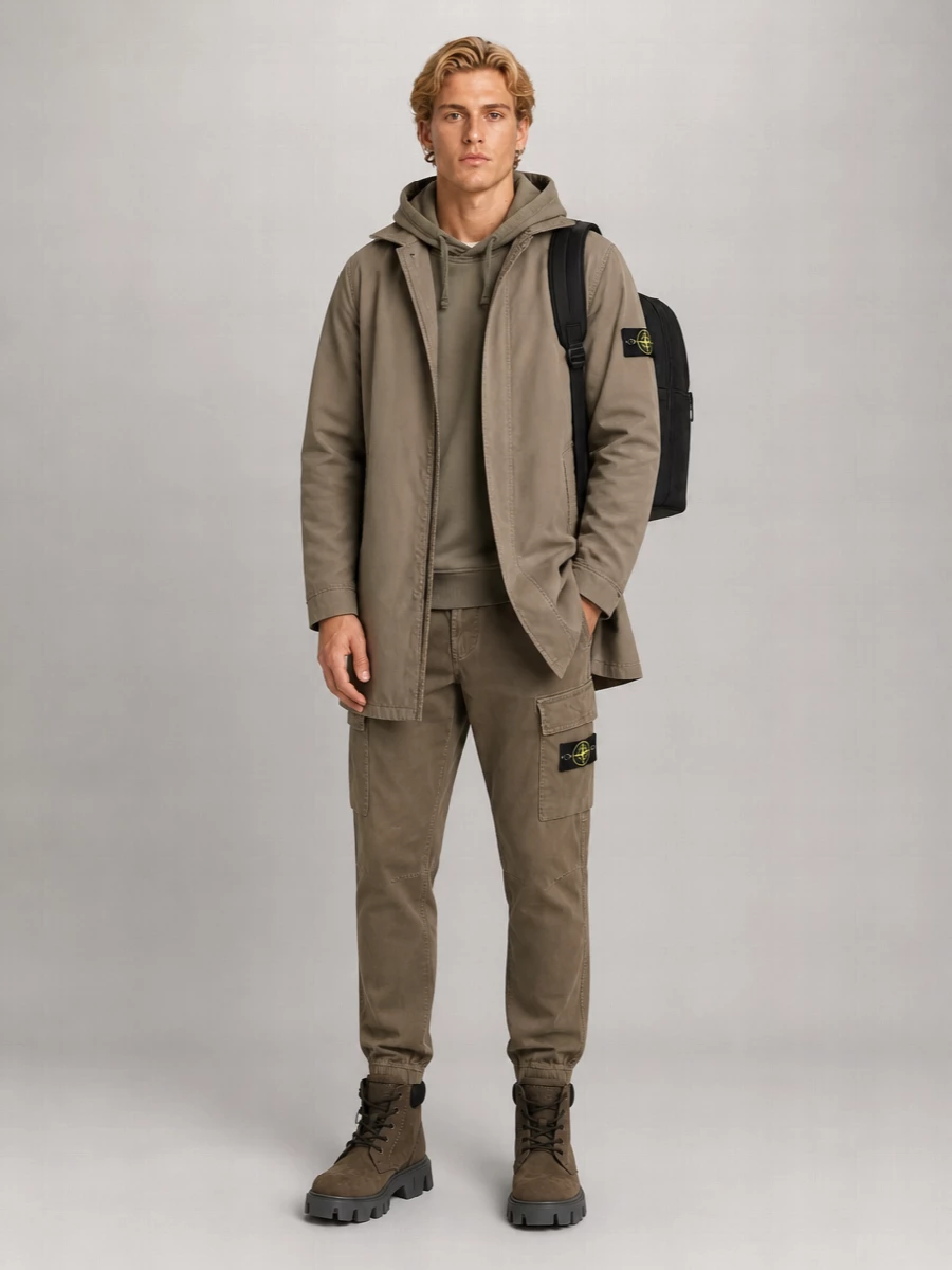 Stone Island Quilted Single-Breasted Coat
