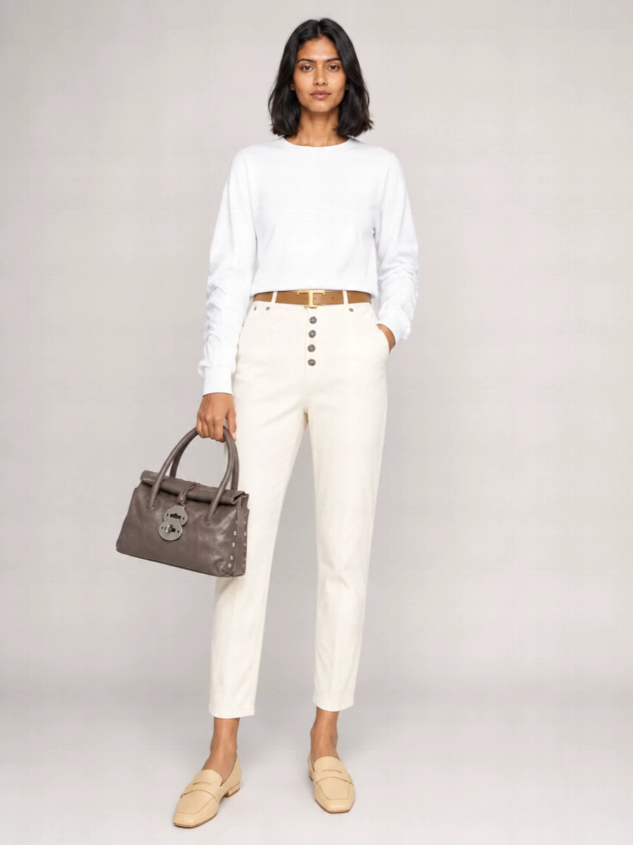 Dondup Velvet-Effect Loose-Fit Cropped Jeans