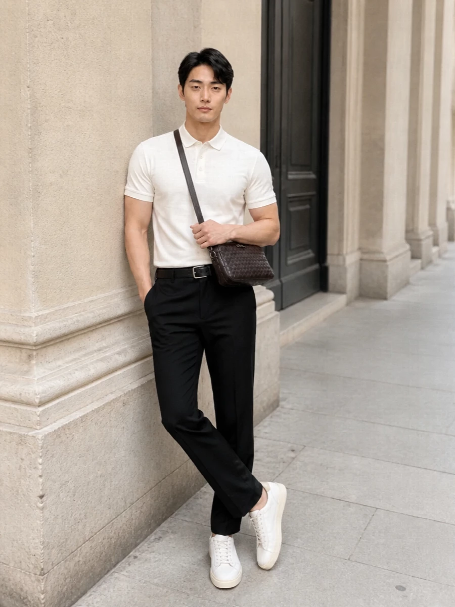 Burberry polo black chinos smart casual outfit
