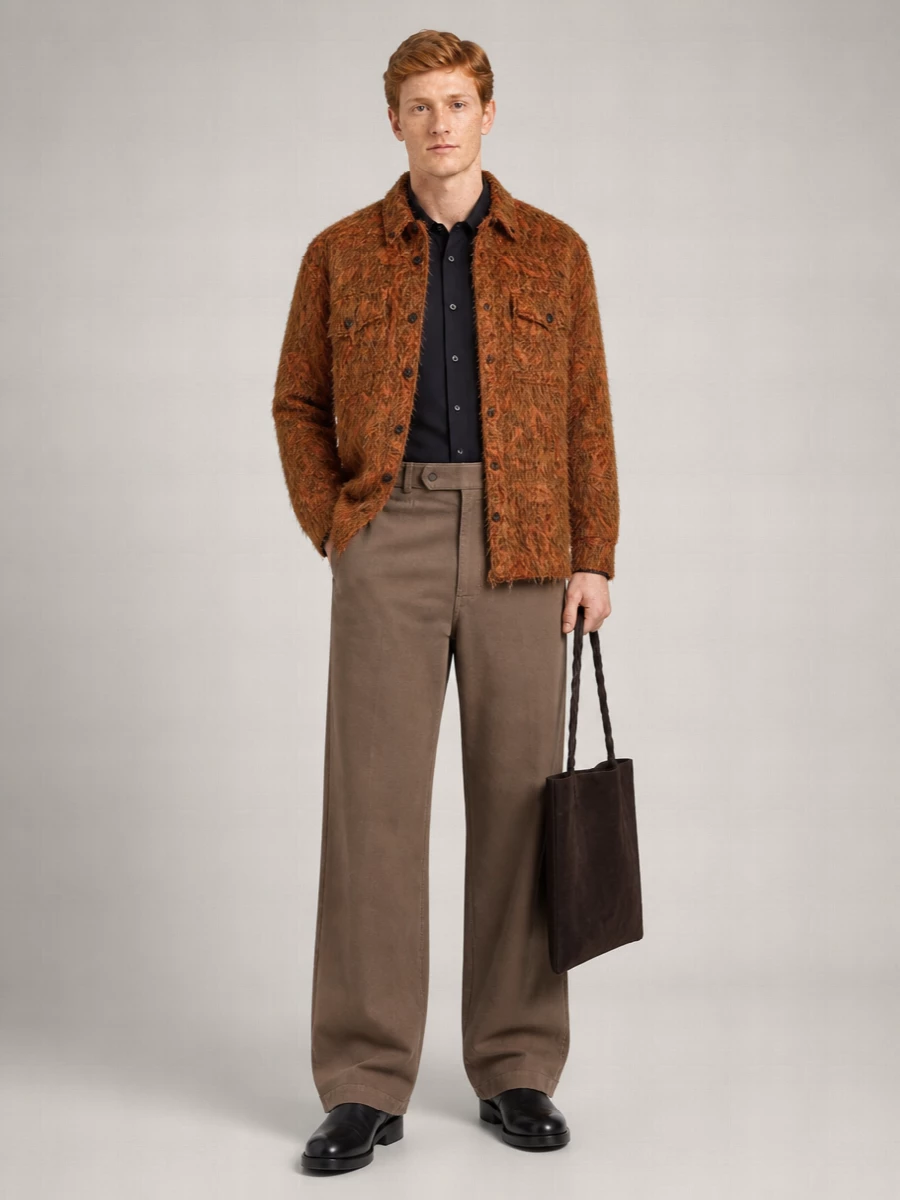 Dries Van Noten shaggy jacquard shirt jacket