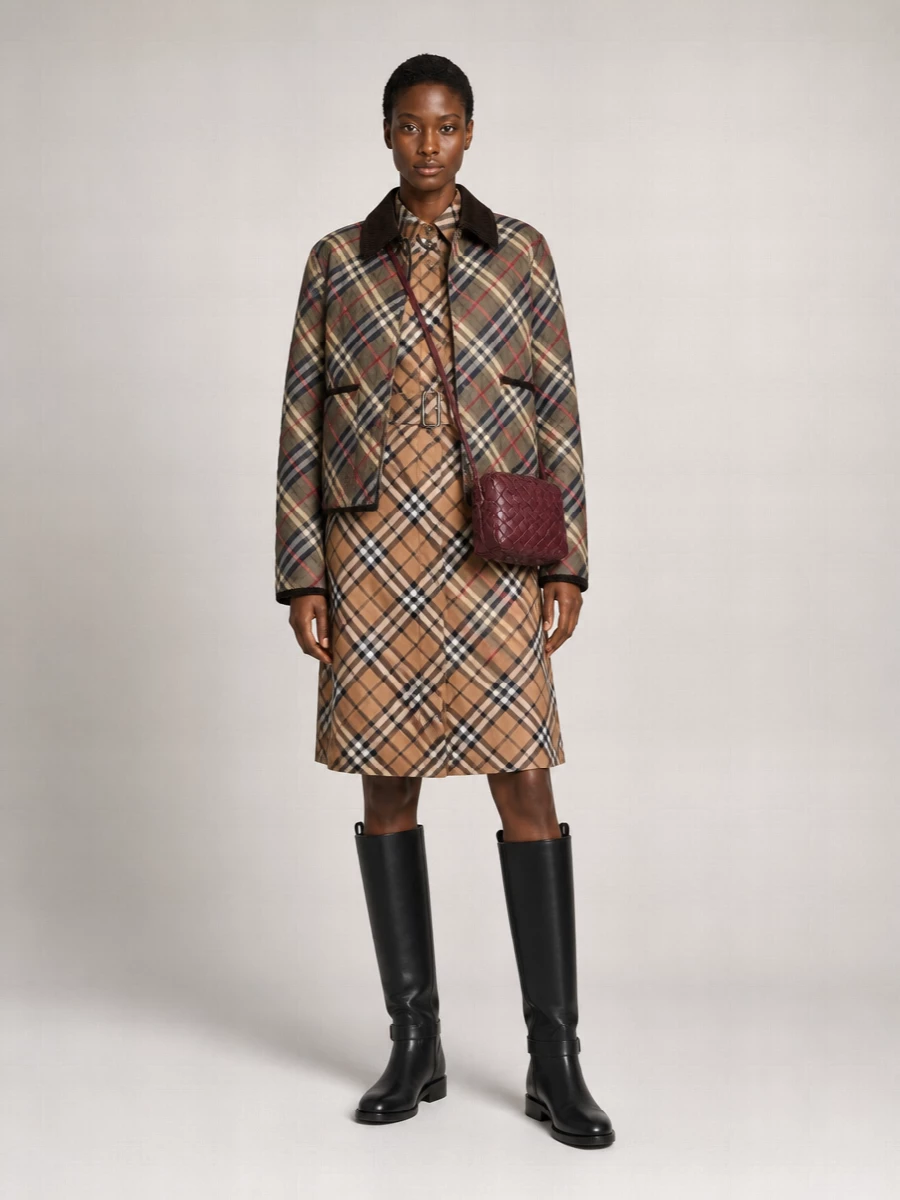 Burberry Quilted Check Cropped Jacket