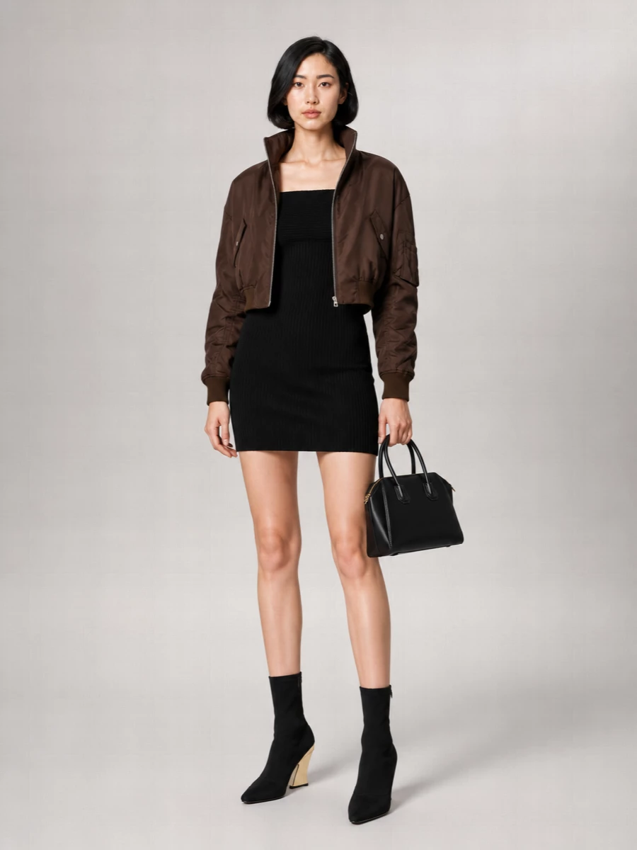 Givenchy Ribbed Hem Cropped Bomber Jacket