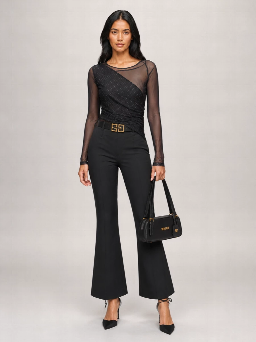 Versace Jeans Couture Gathered Tulle Blouse