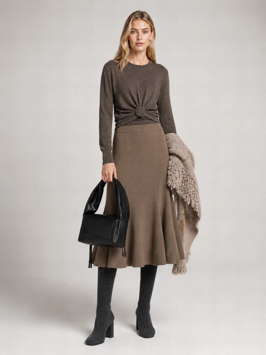 Magda Butrym Wool Knotted Asymmetric Long-Sleeve Sweater