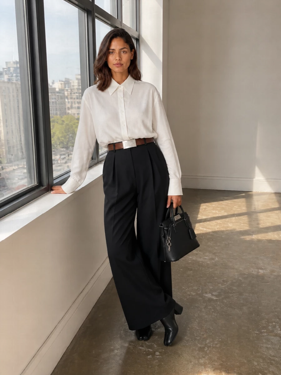 Maison margiela wide leg trousers oversized white shirt