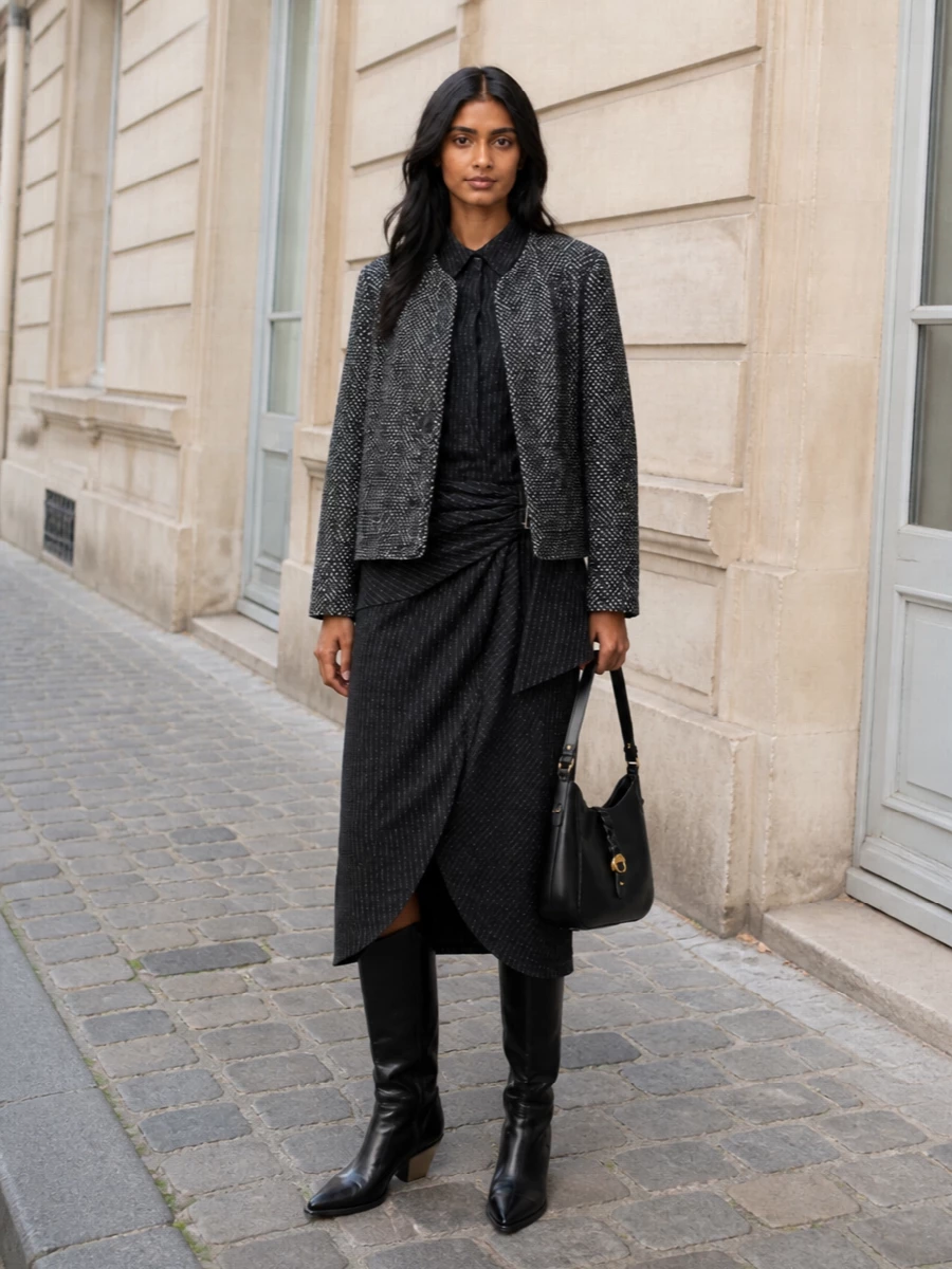 Isabel marant pinstripe midi dress tweed jacket
