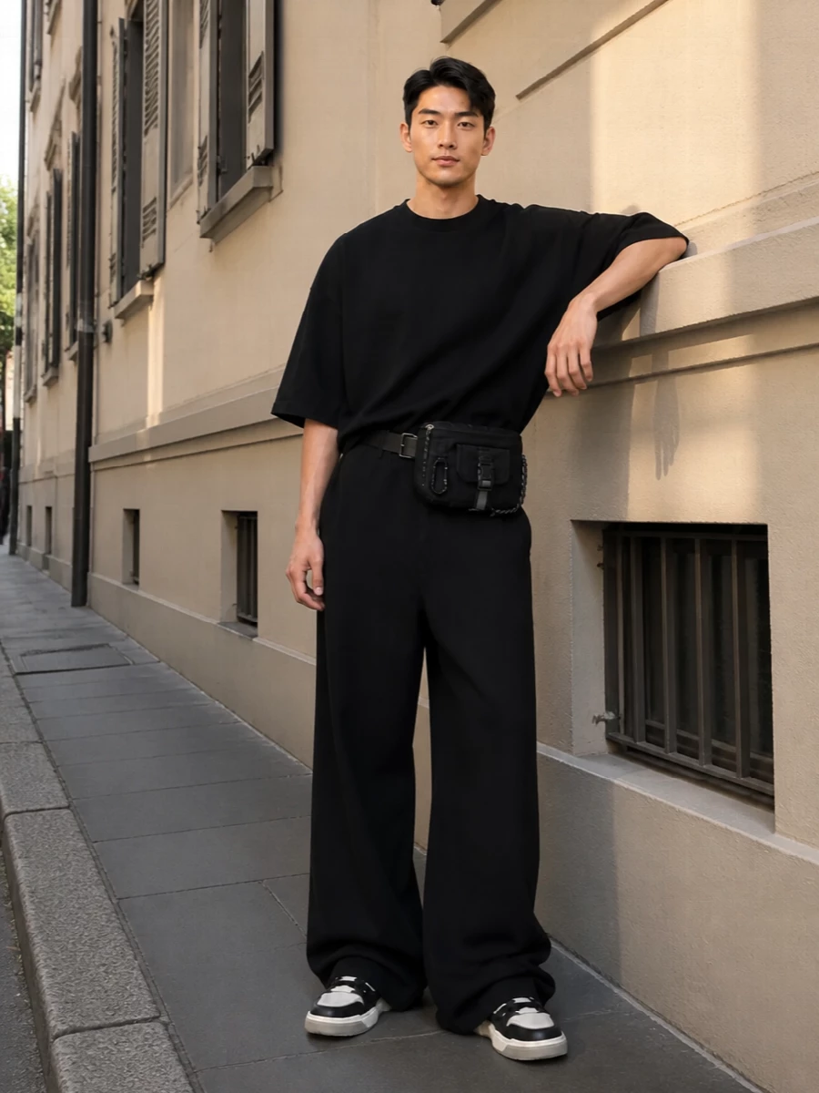 Entire studios wide pants black oversized tee