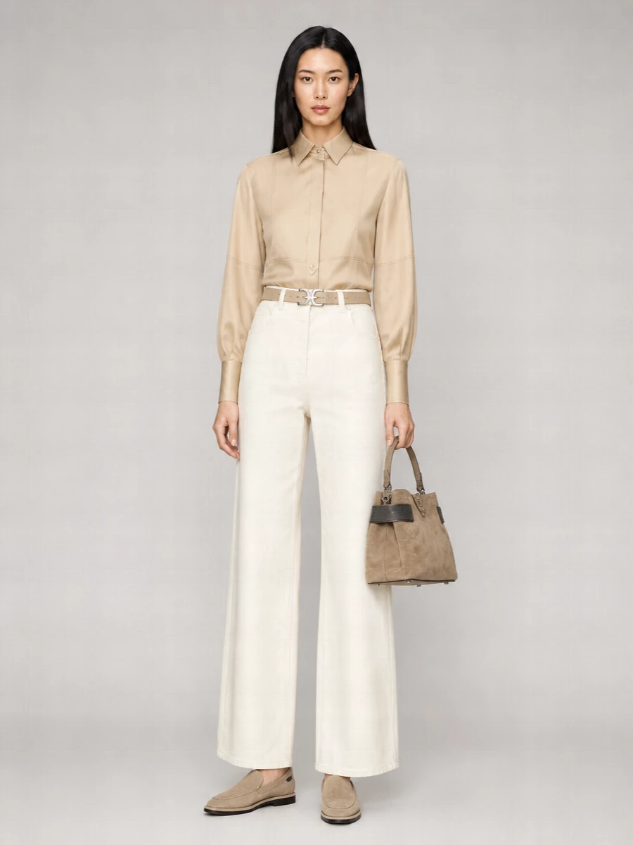 Brunello Cucinelli Denim High-Rise Wide-Leg Jeans