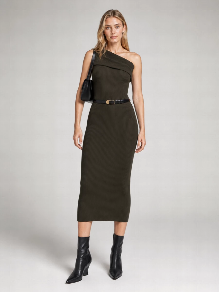 Courrèges Ribbed Knit Midi Dress