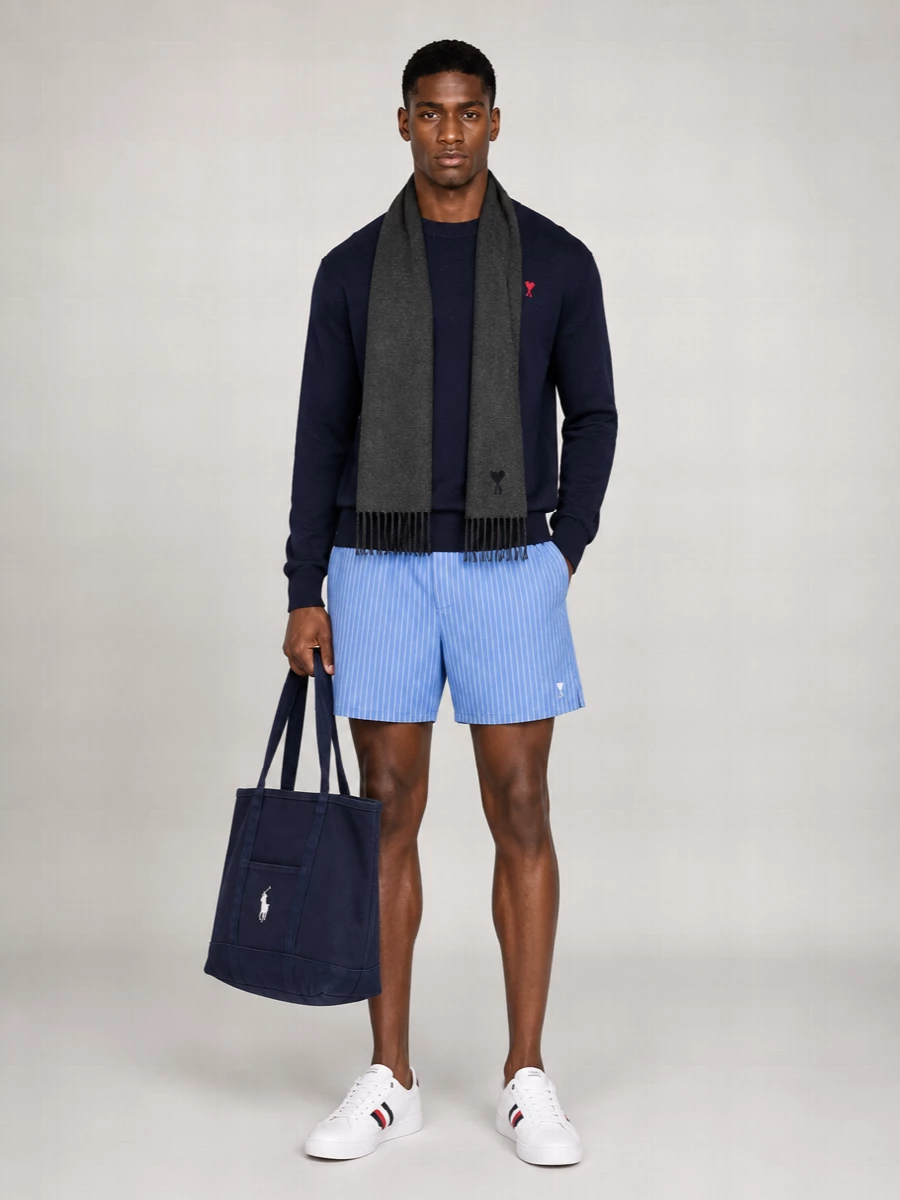 Ami Paris Striped Swim Shorts