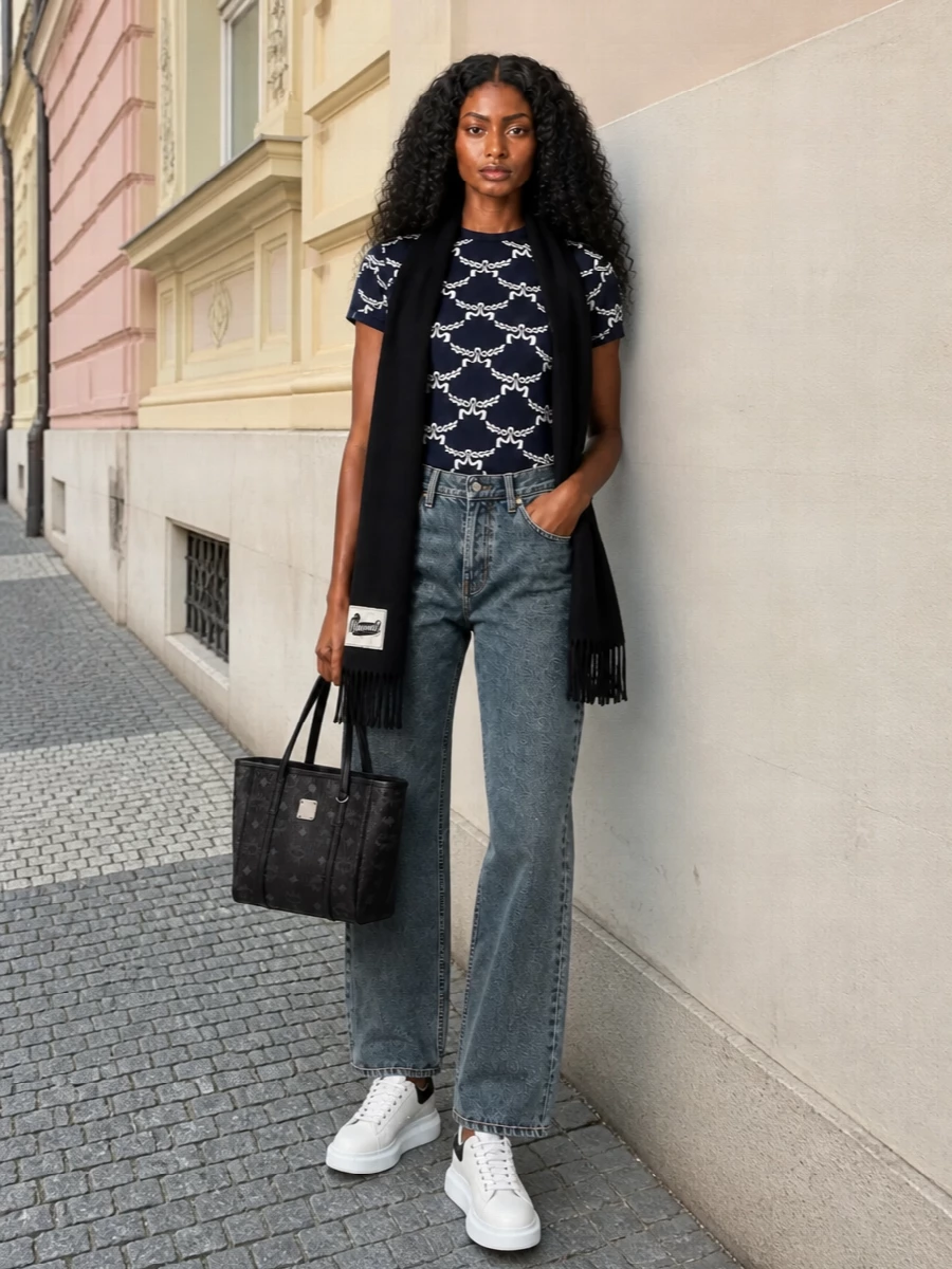 Mcm logo tee mm6 jeans mcqueen sneakers
