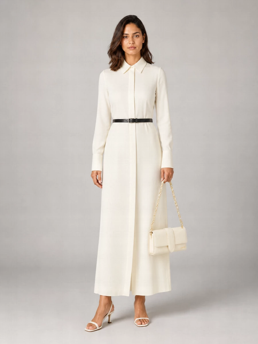 Ami Paris Silk Crepe Shirt Dress