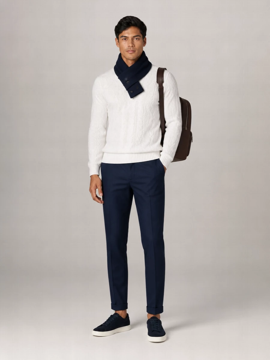 Paul & Shark Merino Wool Cable Knit Crewneck Sweater