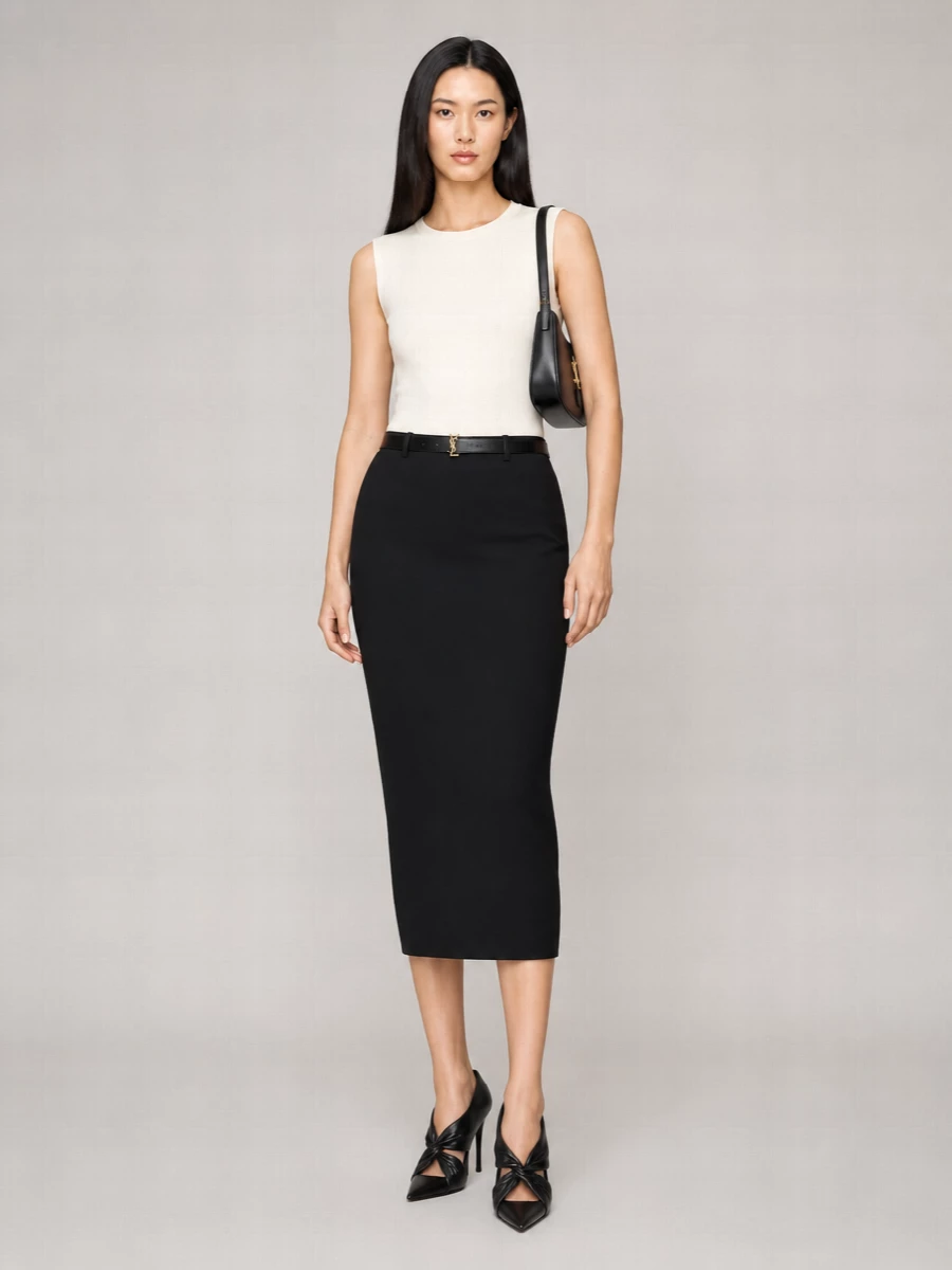 Saint Laurent Wool Pencil Skirt