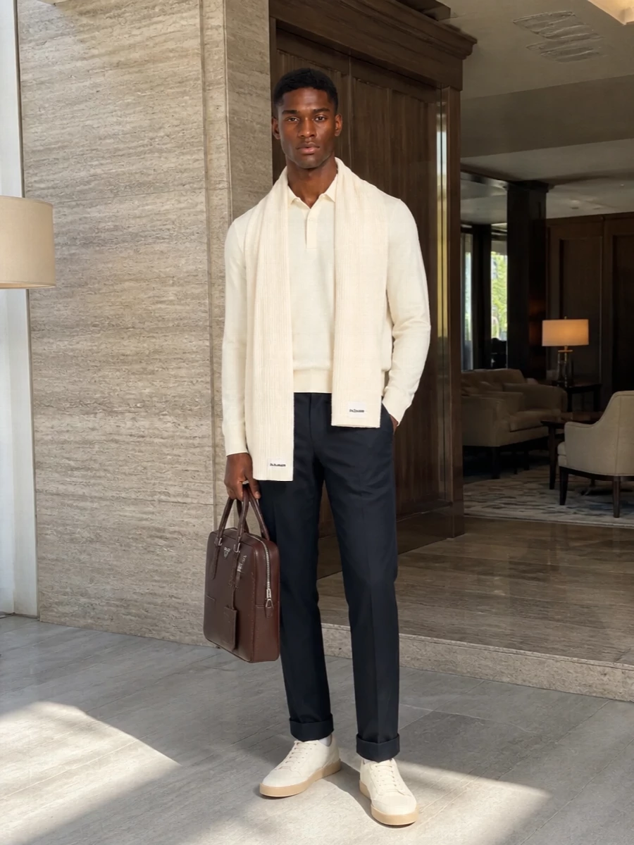 Paul smith polo charcoal trousers prada sneakers