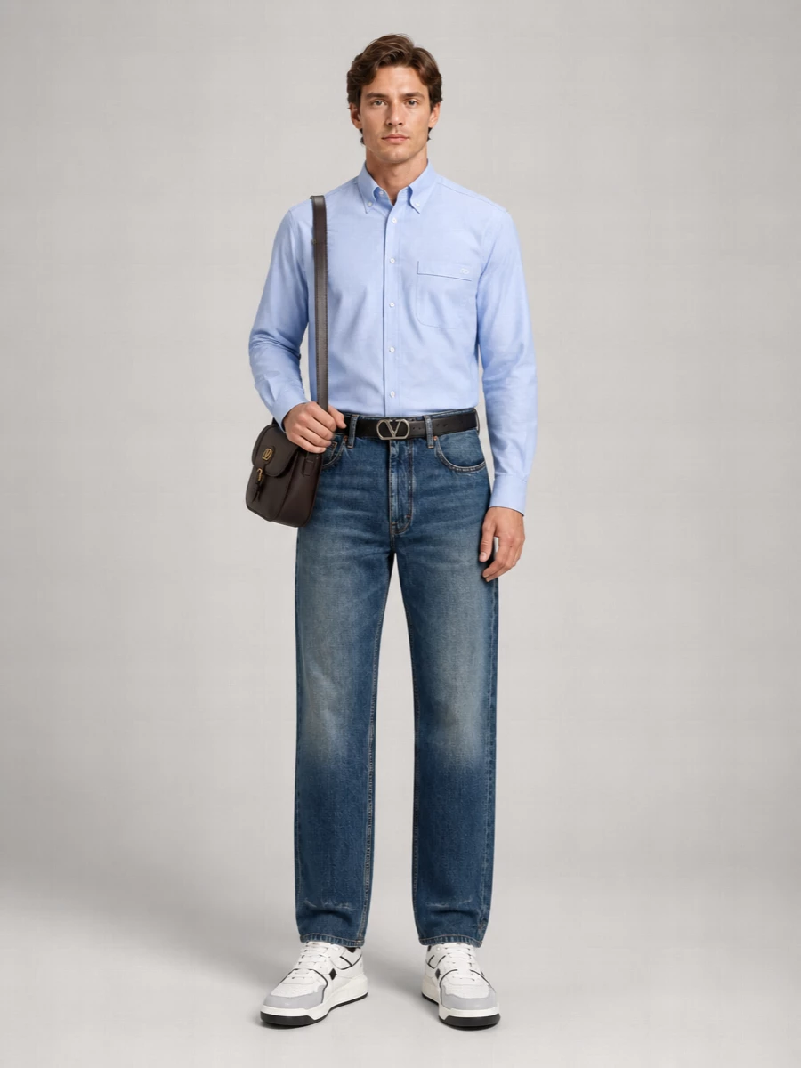 Valentino Denim Regular-Fit Wide-Leg Jeans