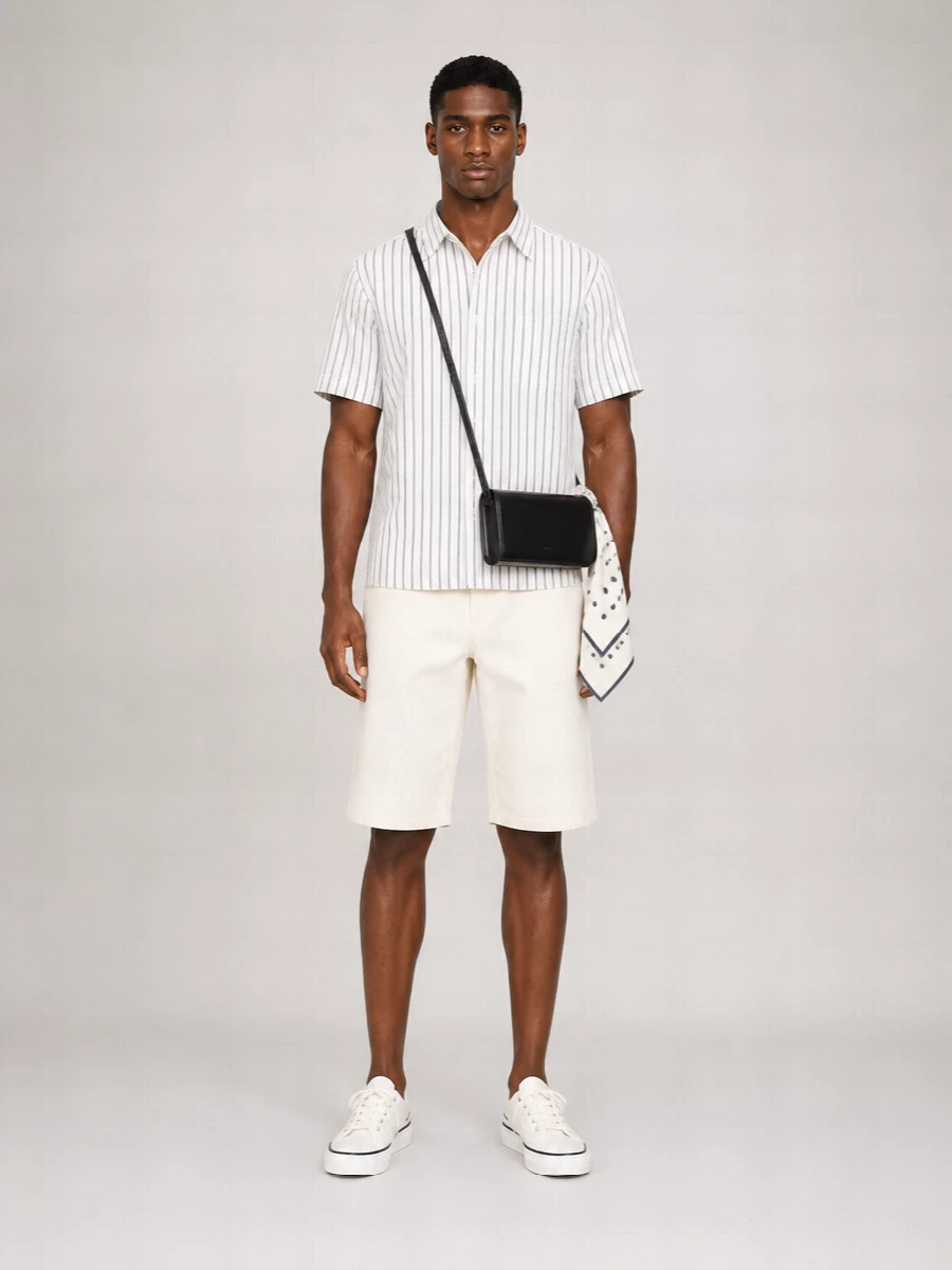 Ami Paris Cotton Striped Oversized Short-Sleeve Shirt