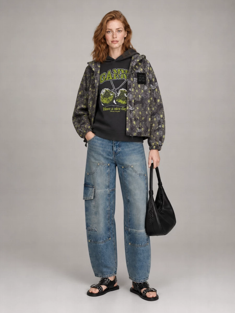 Ganni Floral Print Hooded Jacket