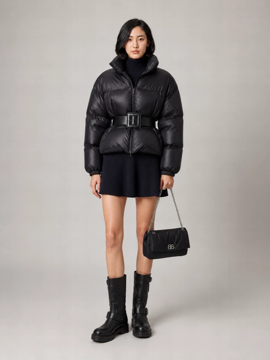 Balenciaga Down Belted Short Puffer Jacket