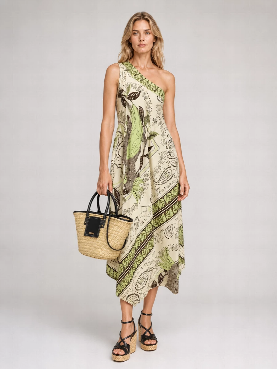 Jimmy Choo Leather Raffia Wedge Sandals