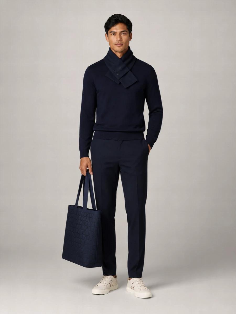 Boss Cashmere Silk Wool Ribbed Crew Neck Jumper