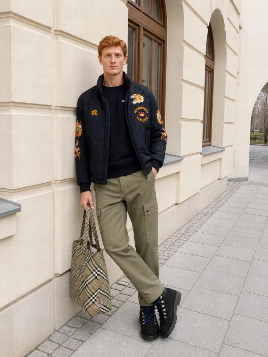 Baracuta bomber burberry cargos hiking boots
