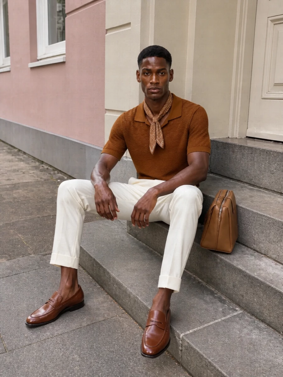 Tagliatore knit polo ivory pt torino trousers