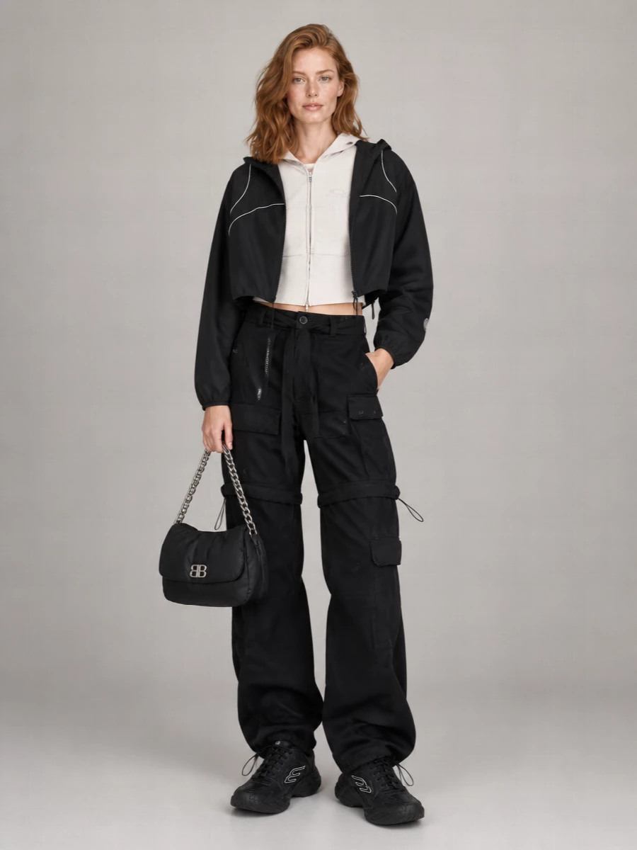Balenciaga Cropped Technical Hooded Jacket