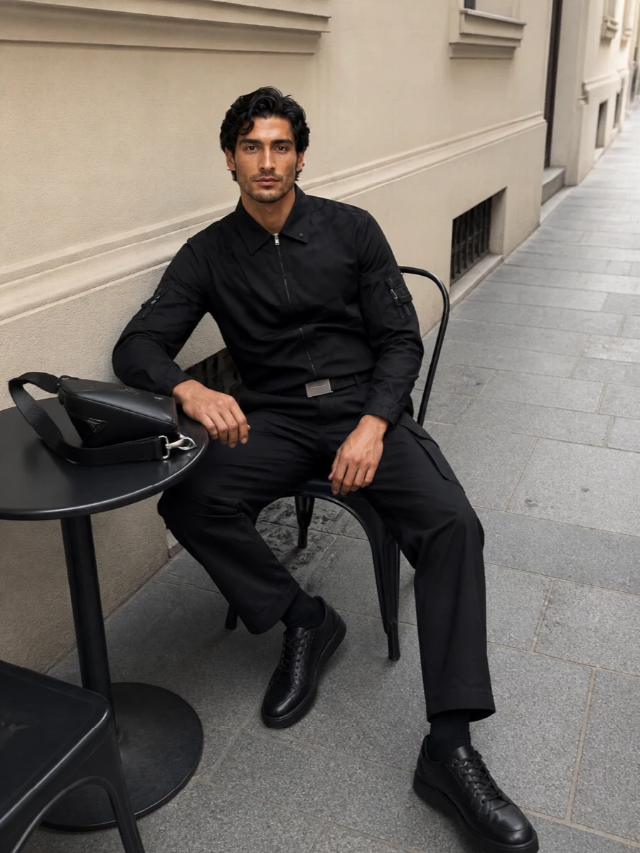 Givenchy black cargo zip shirt sneaker outfit