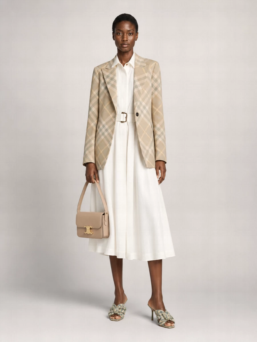 Burberry Checked Wool Single-Breasted Blazer