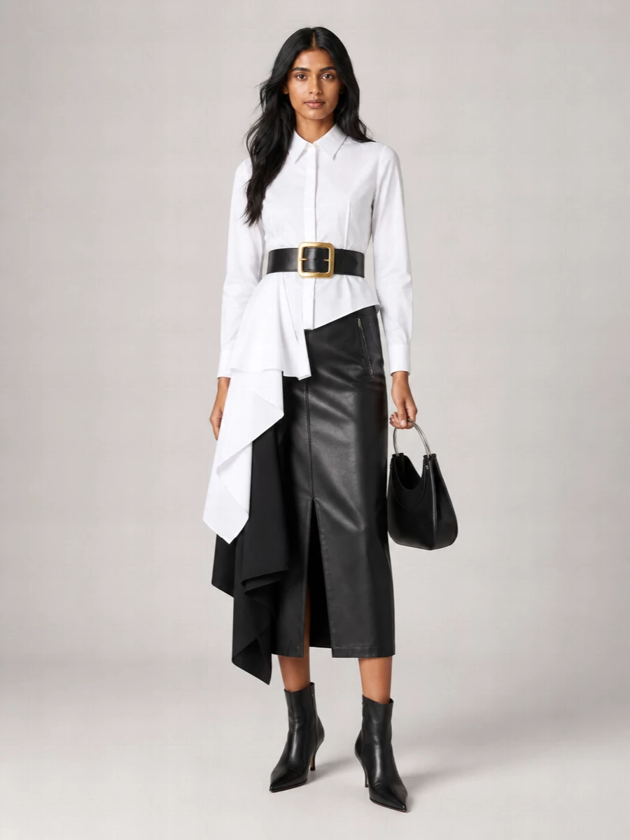 Alexander Mcqueen Leather Low-Rise Pencil Skirt