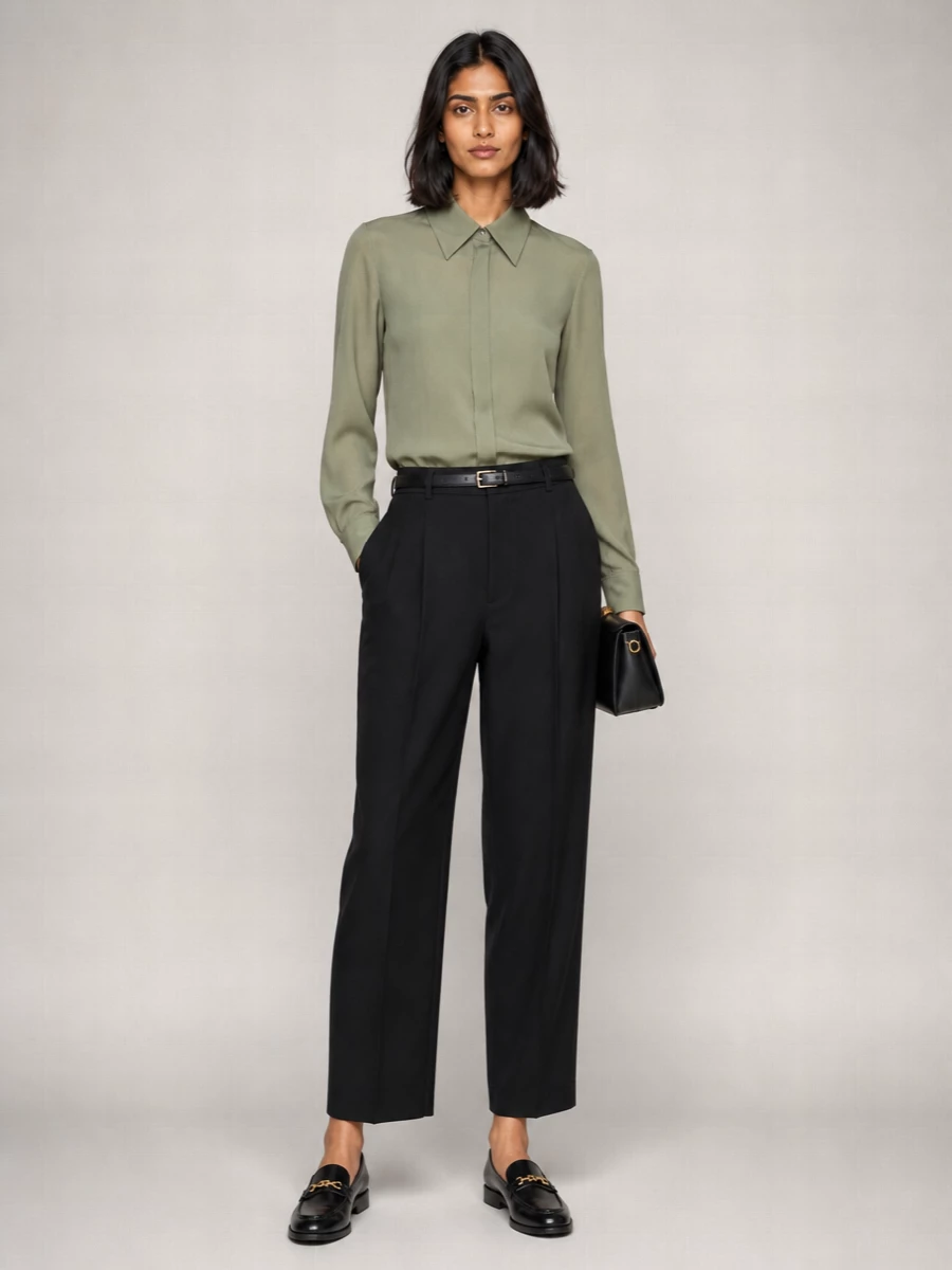 Ami Paris Virgin Wool Wide-Leg Tailored Trousers