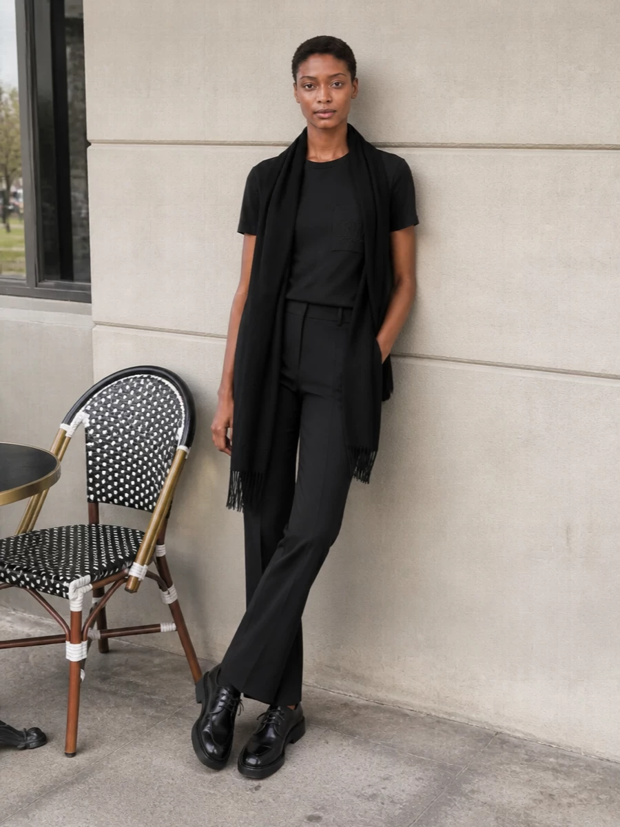 Max mara black t shirt tailored trousers outfit