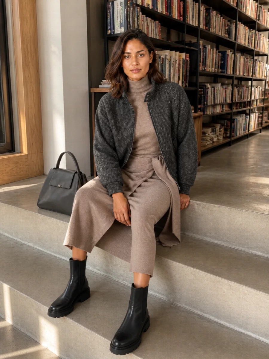 Max mara knit dress dunst jacket ankle boots