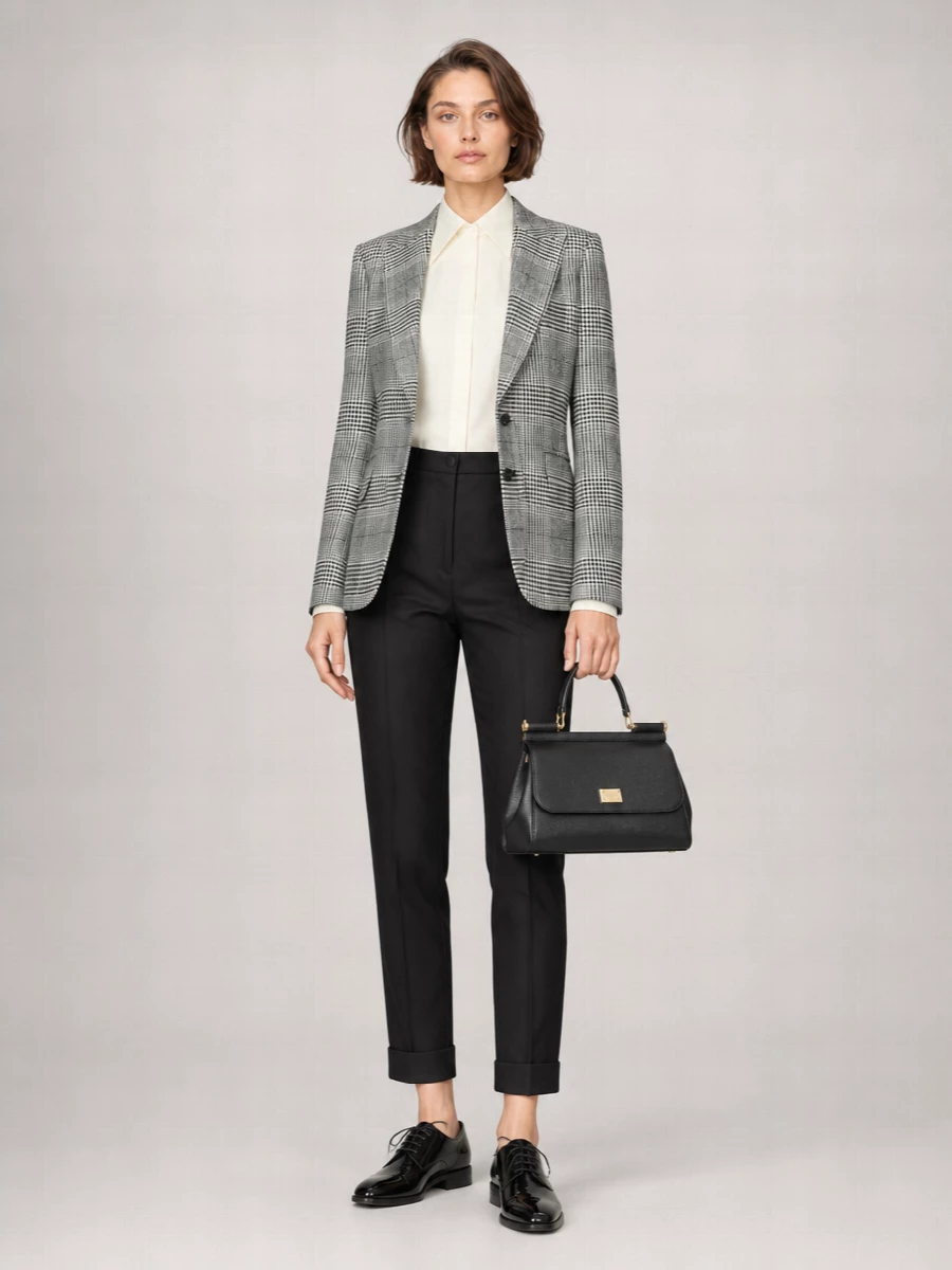 Dolce&Gabbana Cashmere Wool Checked Blazer