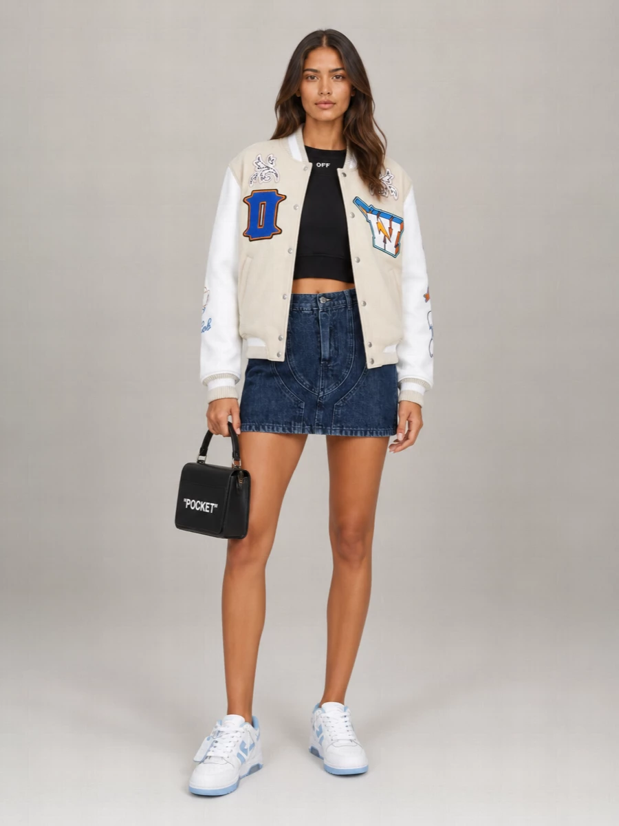 Off-White Leather Bomber Jacket