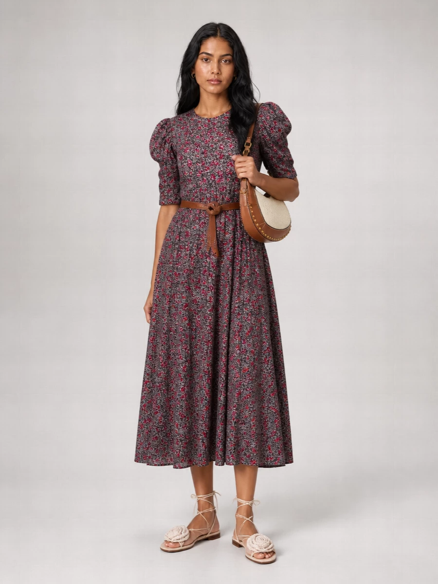 Isabel Marant Etoile Cotton Floral-Print Tiered Midi Dress