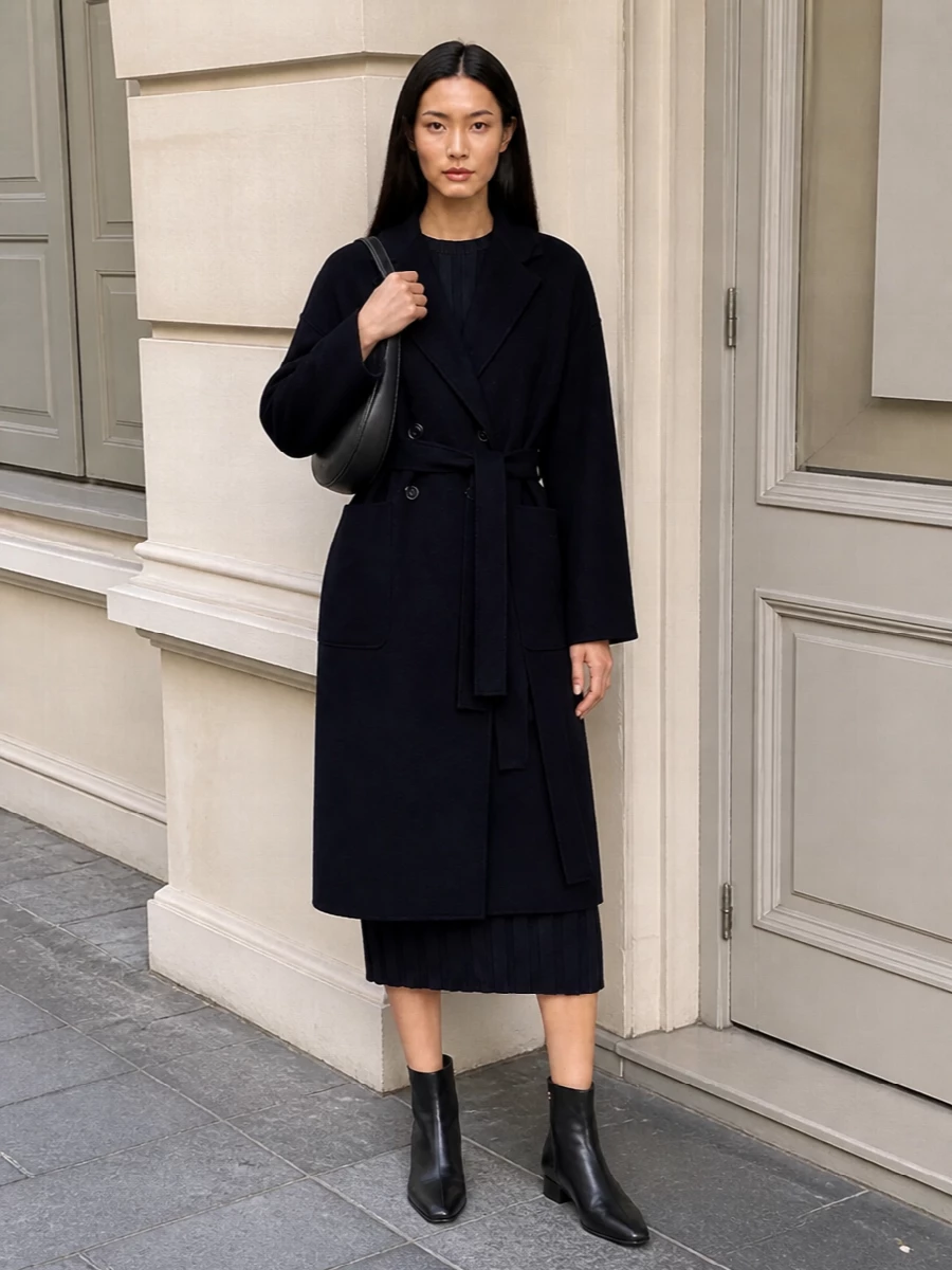 Semicouture navy coat s max mara knit dress