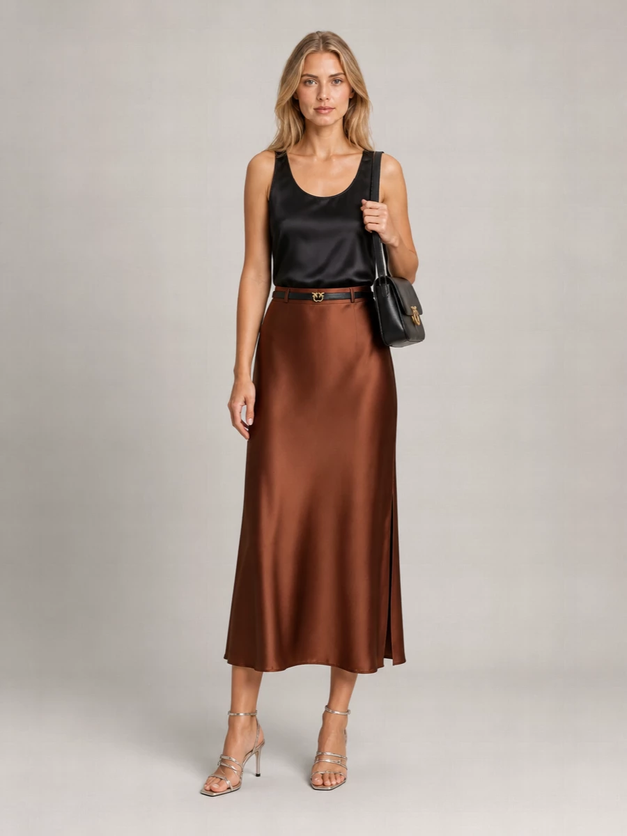 Pinko Crewneck Satin Finish Sleeveless Top