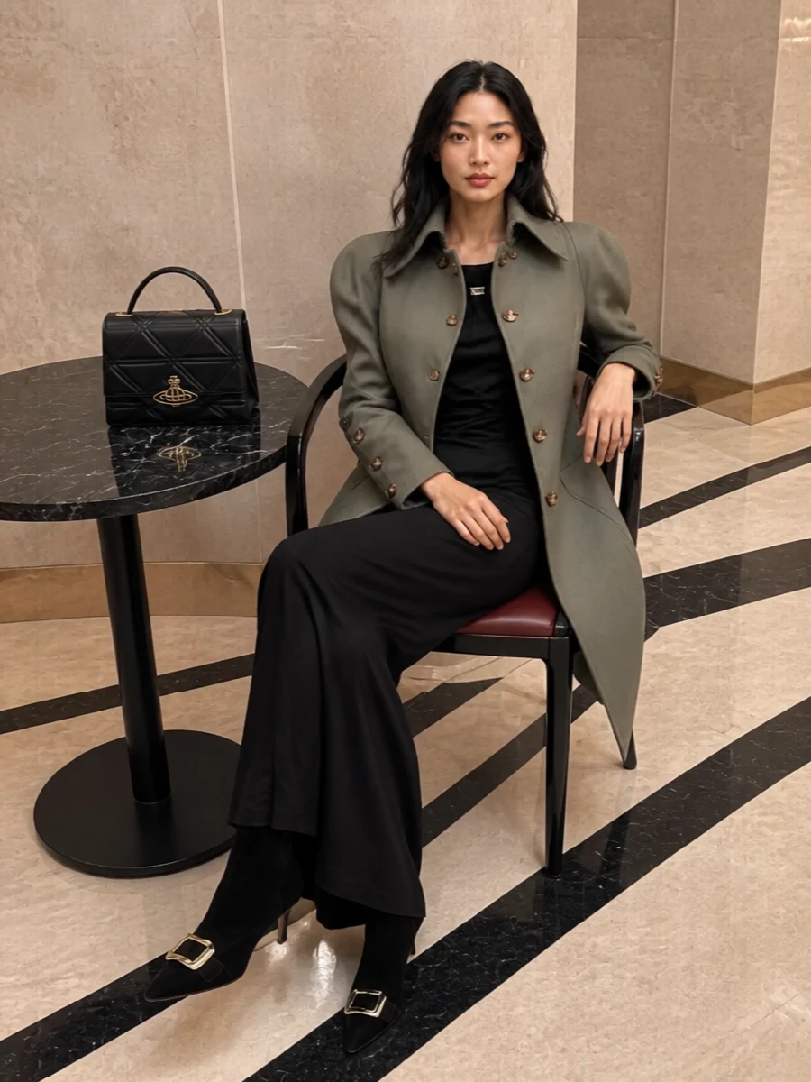 Vivienne westwood coat black evening dress outfit