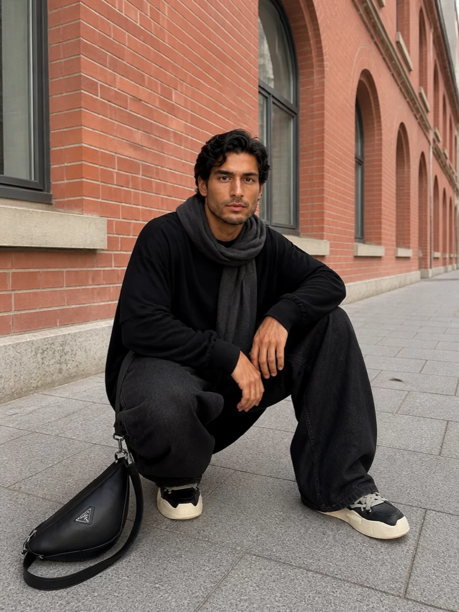 Rick owens wide leg jeans oversized tee sneakers