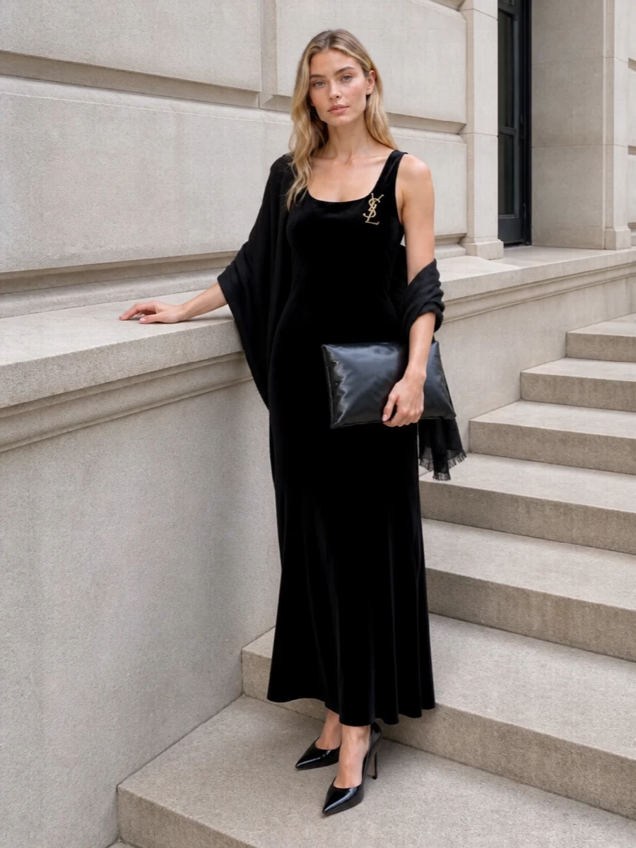 Rohe velvet maxi black pumps bottega clutch