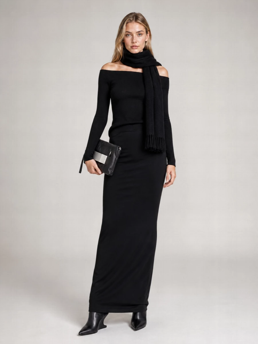Rick Owens Slim Long Coda Fitted Skirt