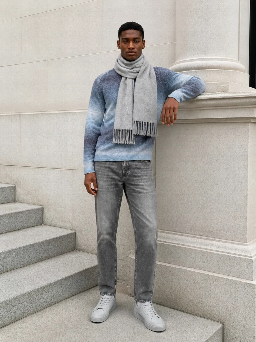 Les deux ombre sweater grey boss jeans outfit