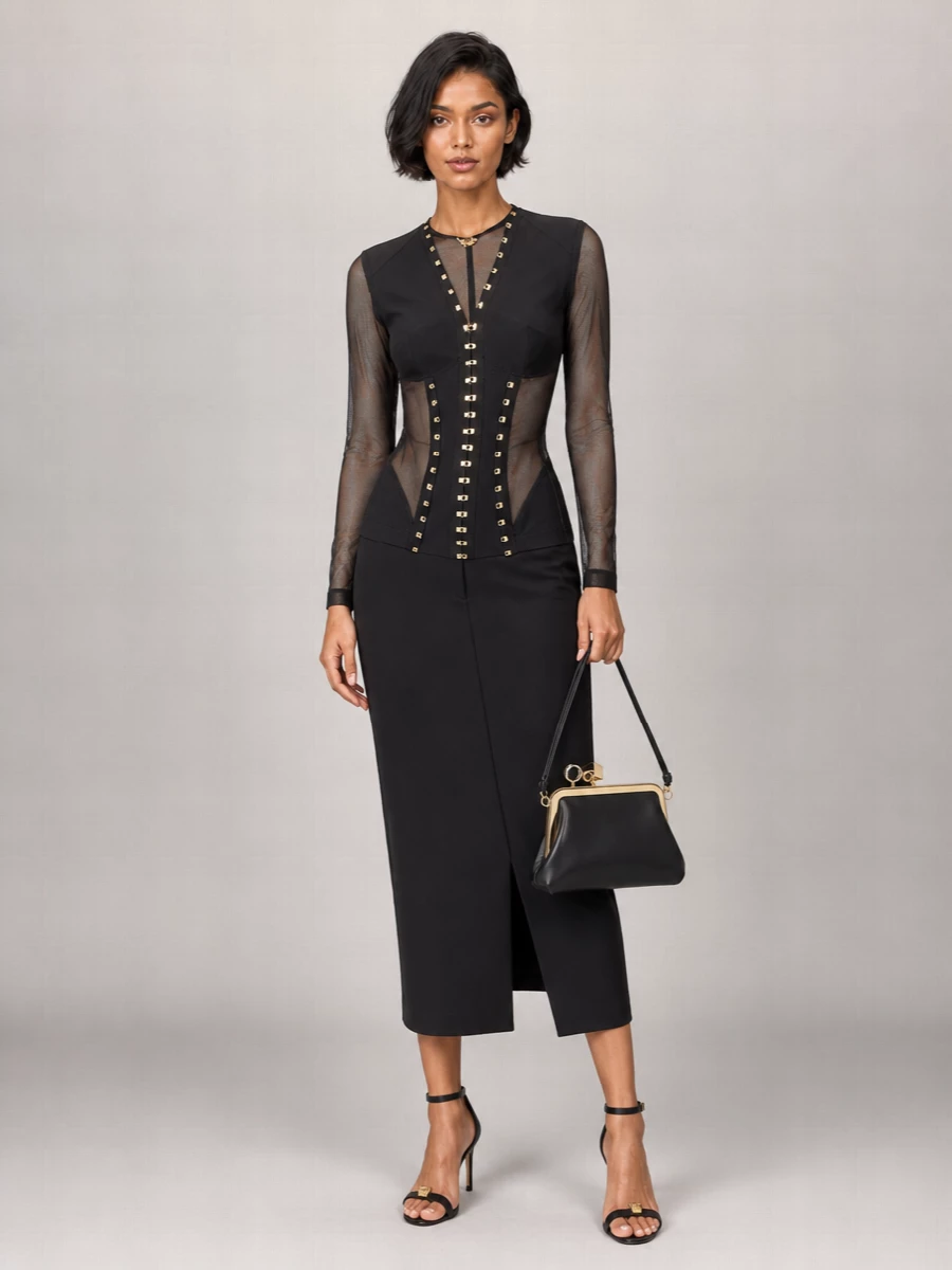 Elisabetta Franchi Long-Sleeve Fitted Jacket